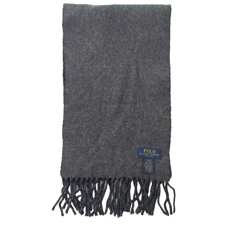80s Vintage Black Gray Reversible POLO Ralph Lauren Scarf Embroidered Polo Logo